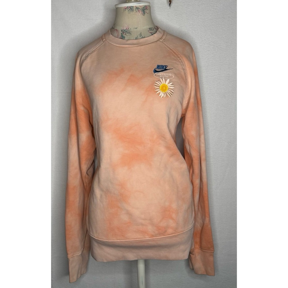 Nike Have A Nike Day Tie Dye Crewneck Sweatshirt Daisy Peach Floral Womens Small